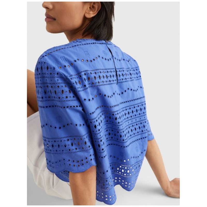 TOMMY HILFIGER BRODERIE C-NK BLOUSE